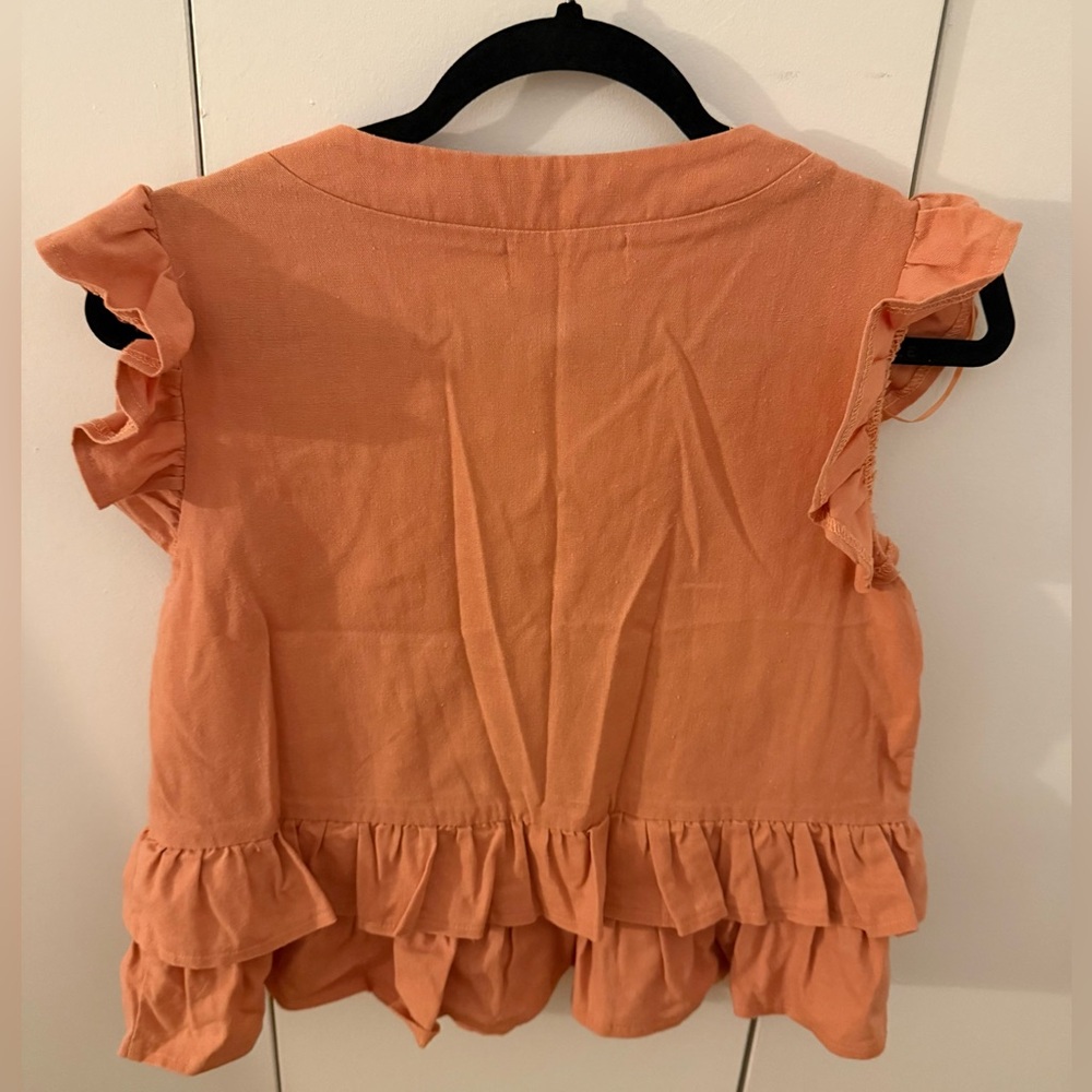 Moondance Orange Ruffled Tank Top - Picture 2 of 3
